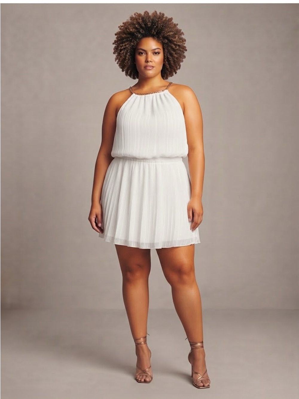 Forever 21 White Halter Chain Dress